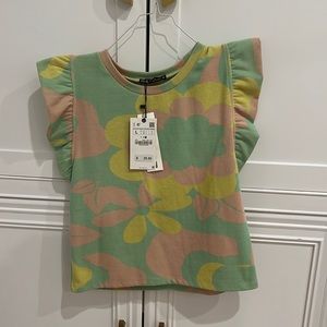 Sara floral net raffle top – new with tags